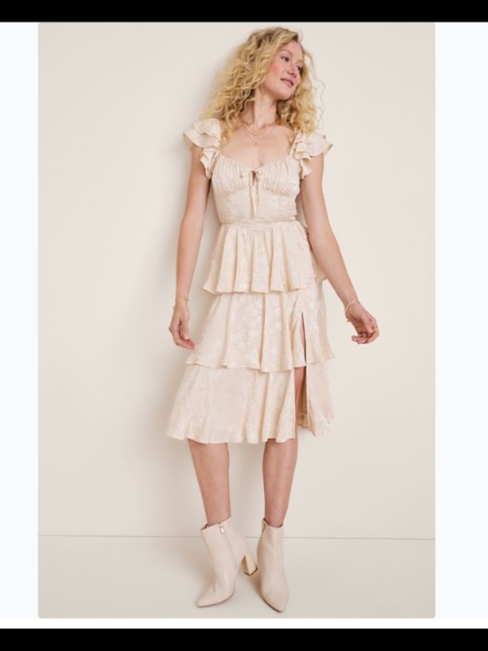 NWT Francesca's Collections Blush Tiered Ruffle Maxi Dress Size L